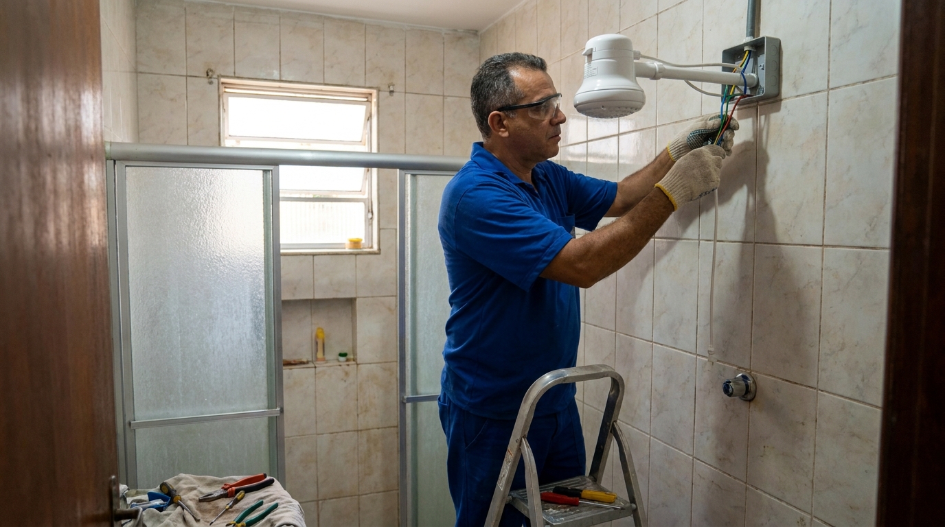 Substituição de Chuveiro Antigo em Suzano‑SP