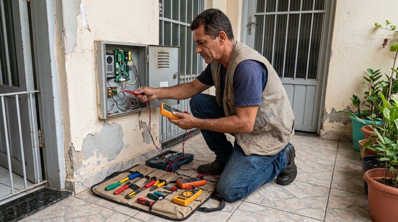 Troca de Fiação de Interfone na Chácara Miguel Badra, Suzano‑SP